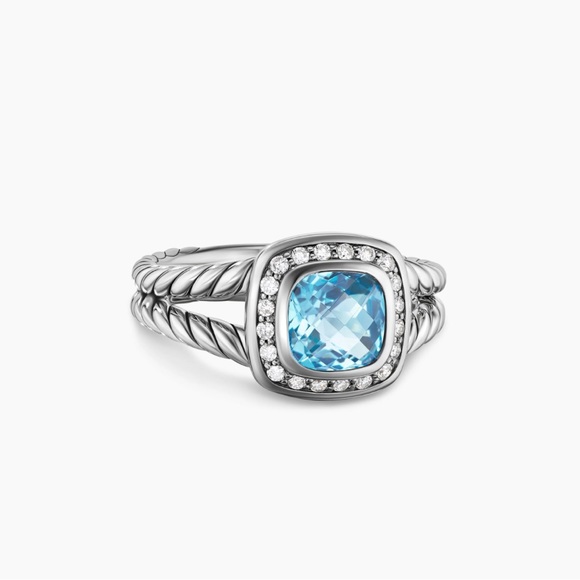David Yurman Jewelry - Authentic David Yurman Petite Albion Ring with Blue Topaz and Diamonds